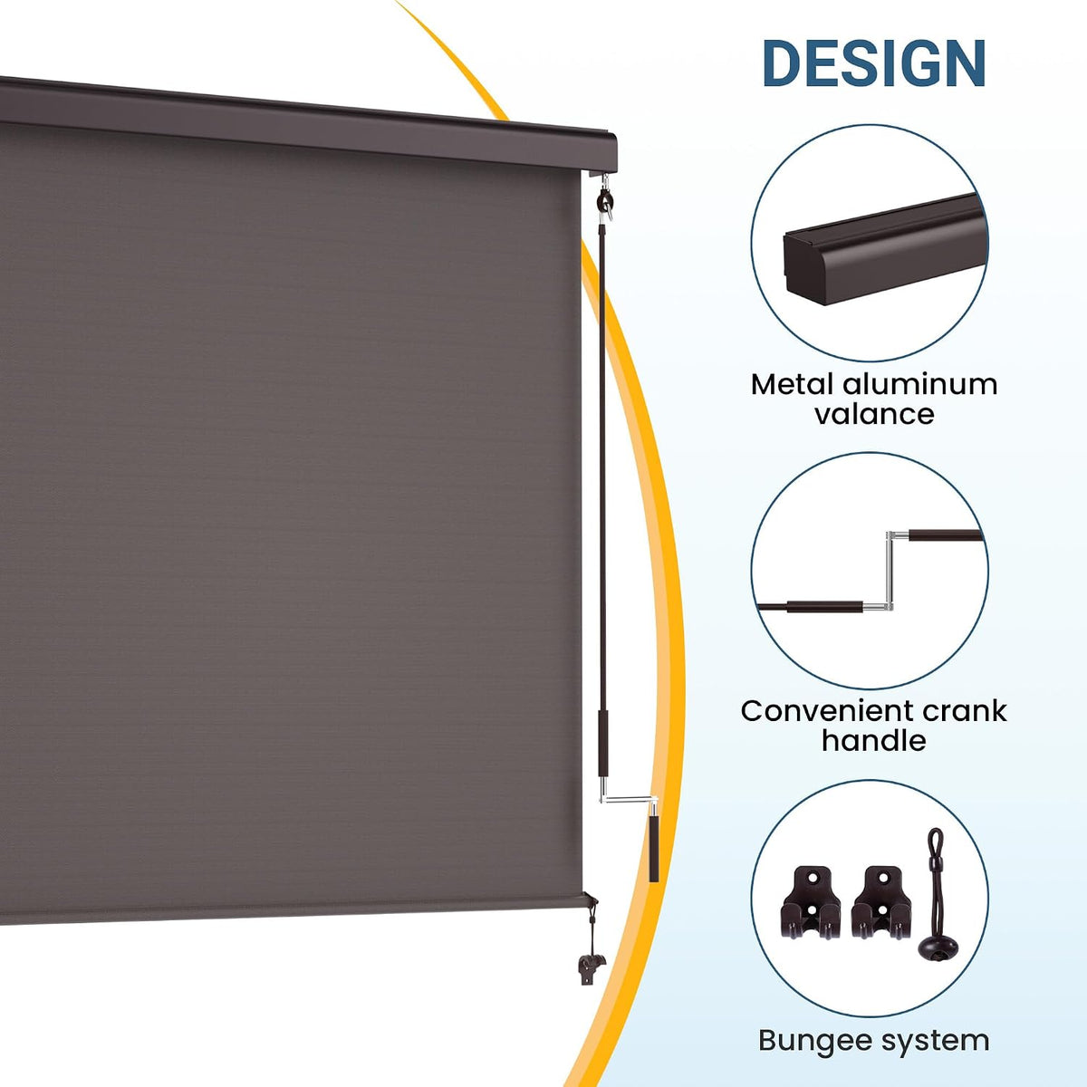 Integrated 4'W x 6'H Outdoor Roller Shade for Sun & Privacy Protection