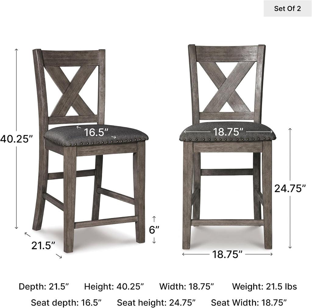 Signature Design by Ashley Caitbrook X-Back Bar Stools Set of 2, Gray