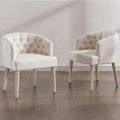 DUOMAY Modern Tufted Linen Dining Chairs Set of 4, White