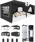 Acepic 10x20 Black, Pop Up Canopy Tent with 6 Removable Sidewalls 10 * 20