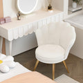 Velvet Accent Chair with Gold Metal Legs, Vanity Chair for Makeup Room, Upholstered Guest Chair for Living Room, for Bedroom, White