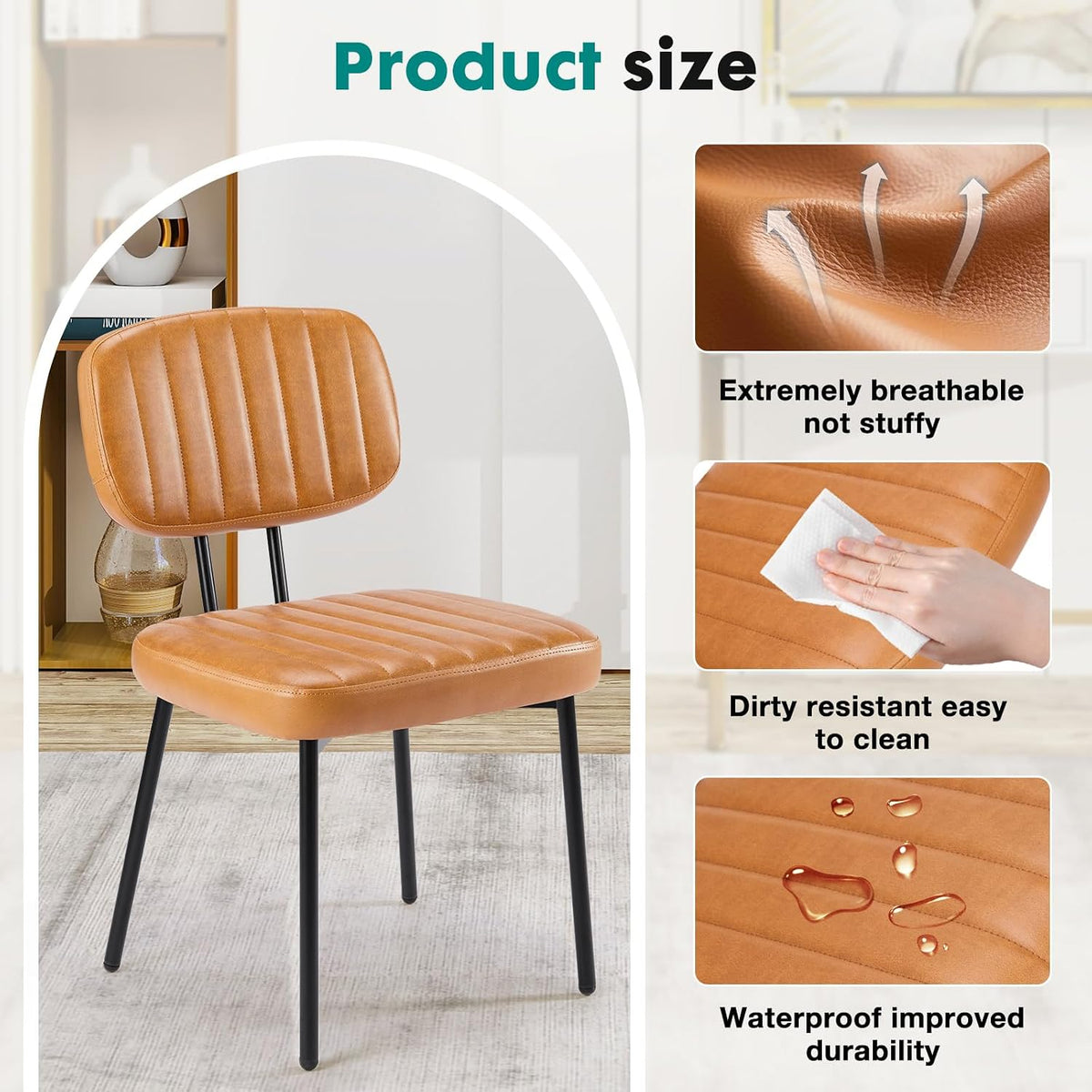 OLIXIS Dining Chairs Set of 2, Upholstered Kitchen Chairs, Brown
