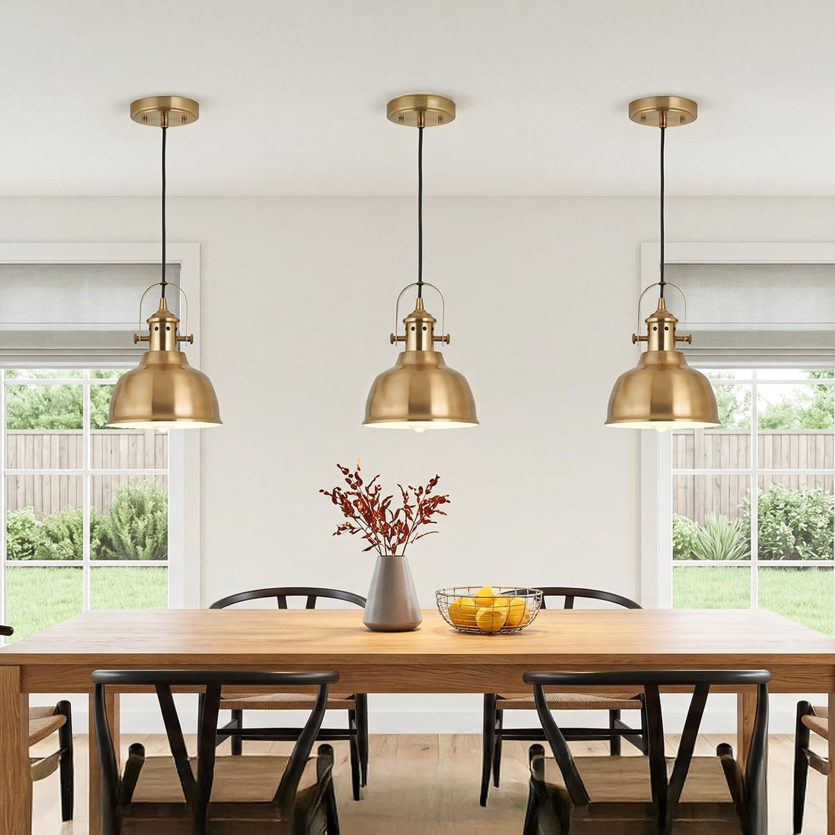 Farmhouse Small Pendant Lights Kitchen Island, Gold, 3 Pack