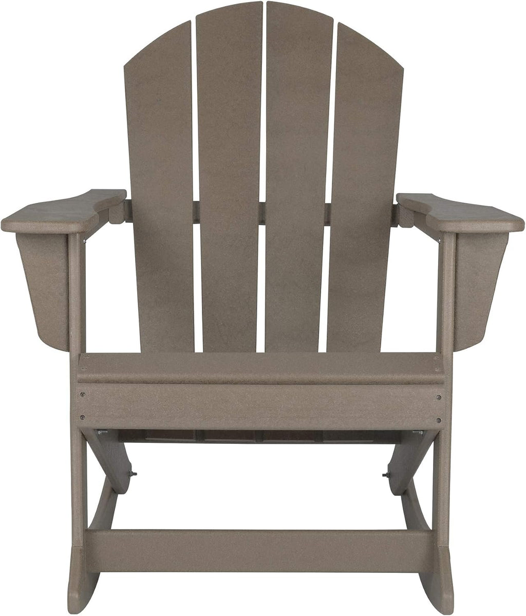 HDPE Laguna Outdoor Rocking Poly Adirondack Chair, Weathered Wood