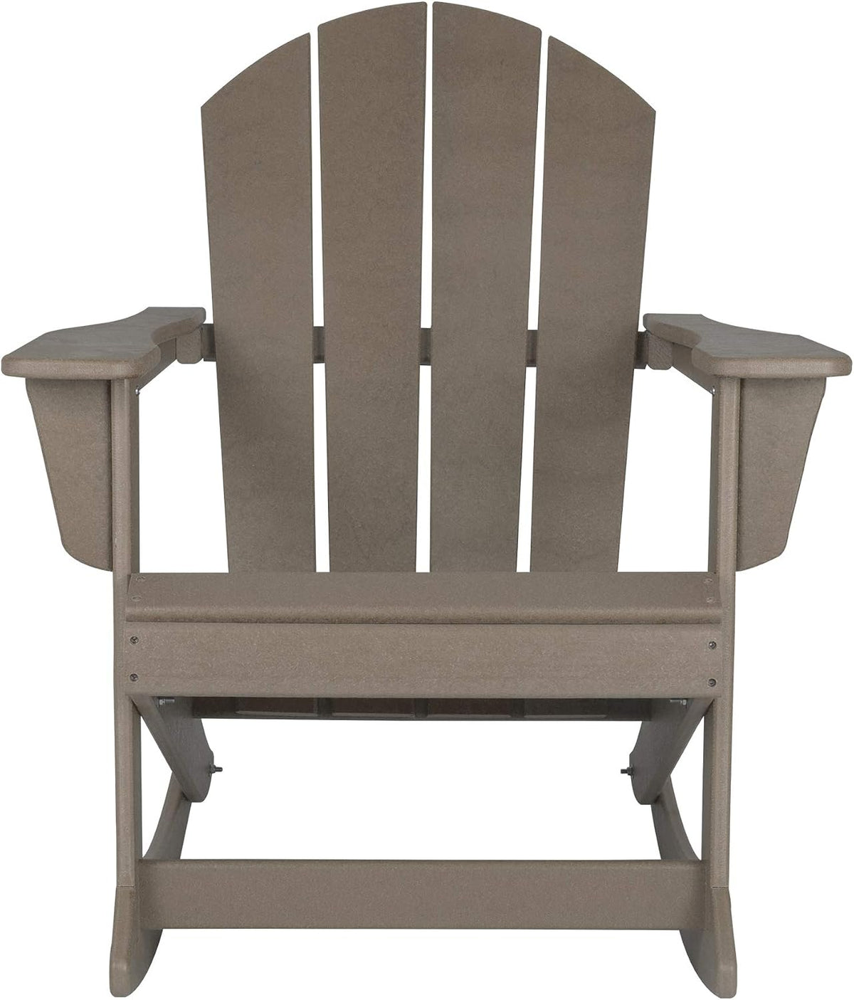 HDPE Laguna Outdoor Rocking Poly Adirondack Chair, Weathered Wood