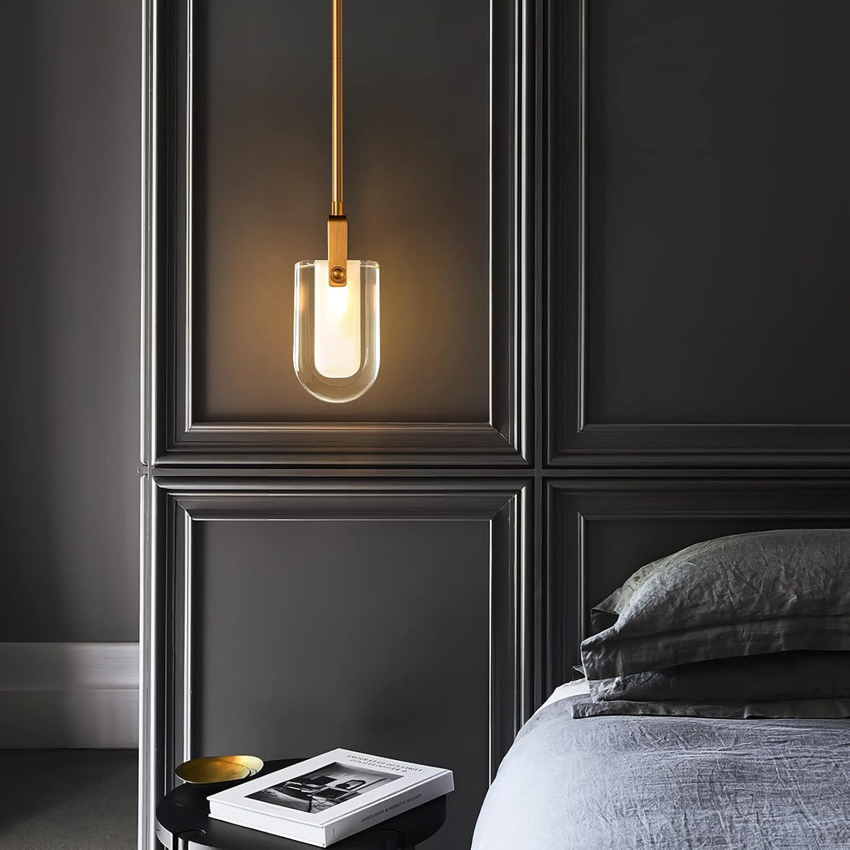 LMQNINE Gold Pendant Light Fixture Pendant Lighting Modern Pendant Light, Mini Crystal Chandeliers, Pendant Lights Kitchen Island Dinning Room Bedroom (1-Light)