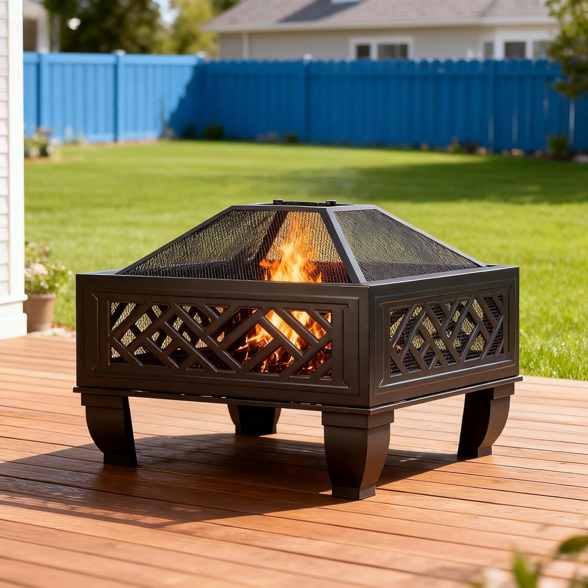 Breezz Wood-Burning Fire Pit with Grill, 26 in