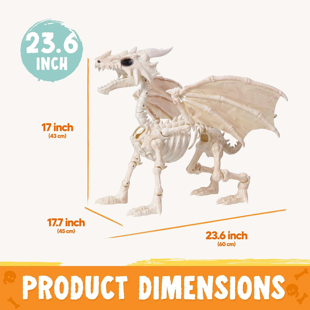 JOYIN Dragon Skeleton Halloween Decoration, 23.6" Roaring Mist-Spraying ...