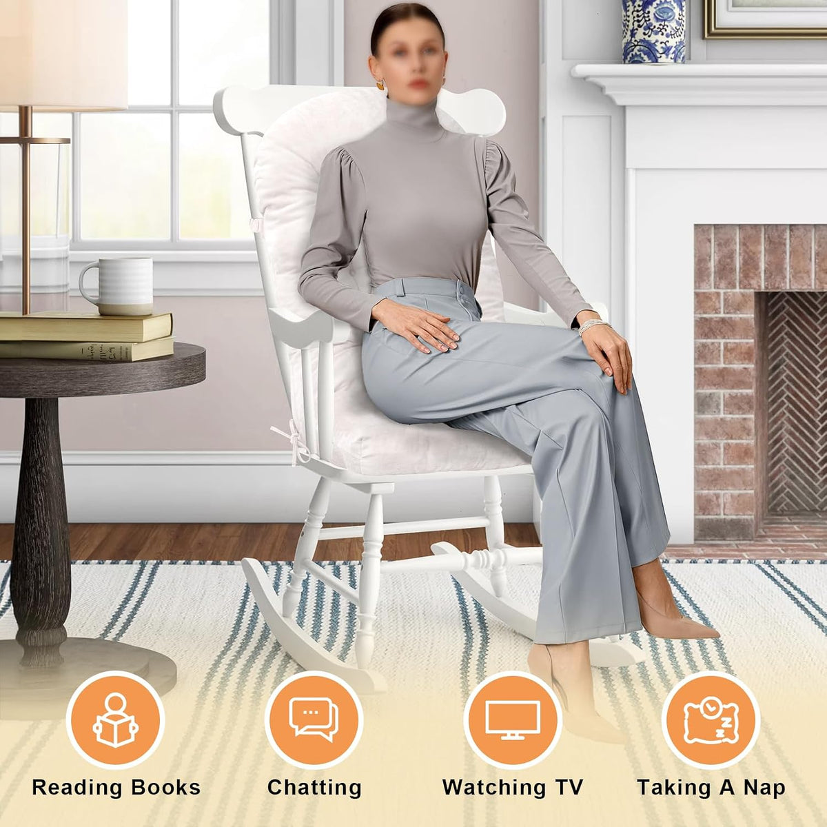 rocking chair cushion, high back, 44 x 19 showing dimensions