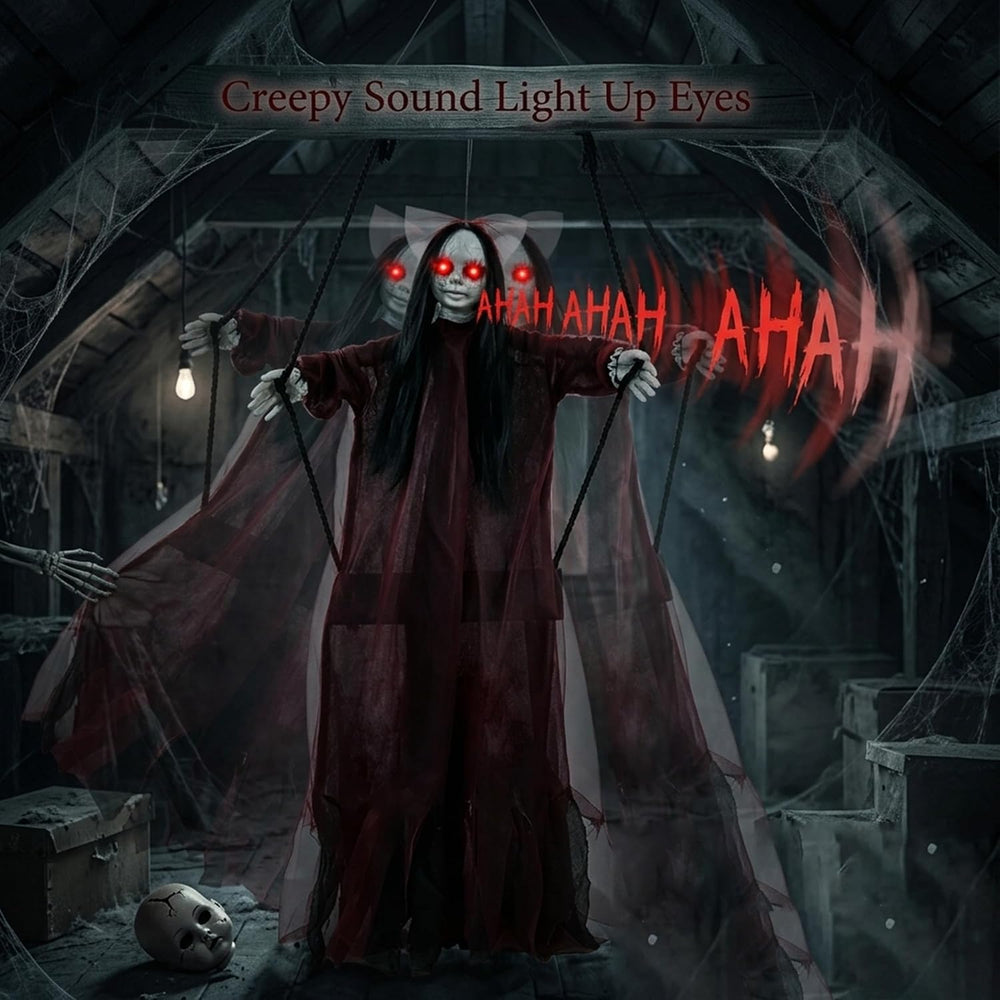 5FT Scary Halloween Hanging Ghost Girl, Haunted House and Yard Decor
