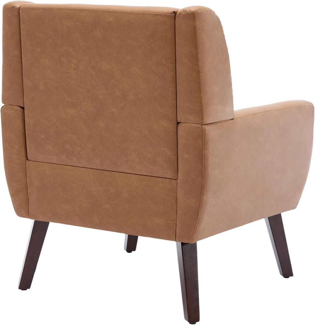 PU Leather Accent Chairs Set of 2, Upholstered Armchair, Brown