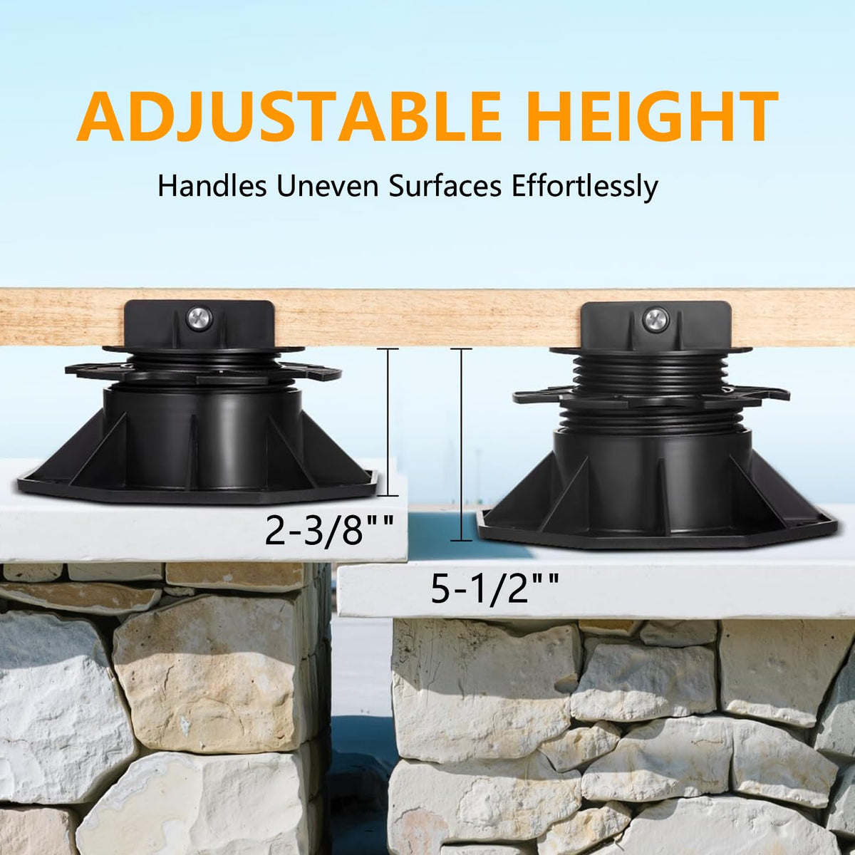 adjustable deck support pedestal deck foundation base support，used, close-up detail