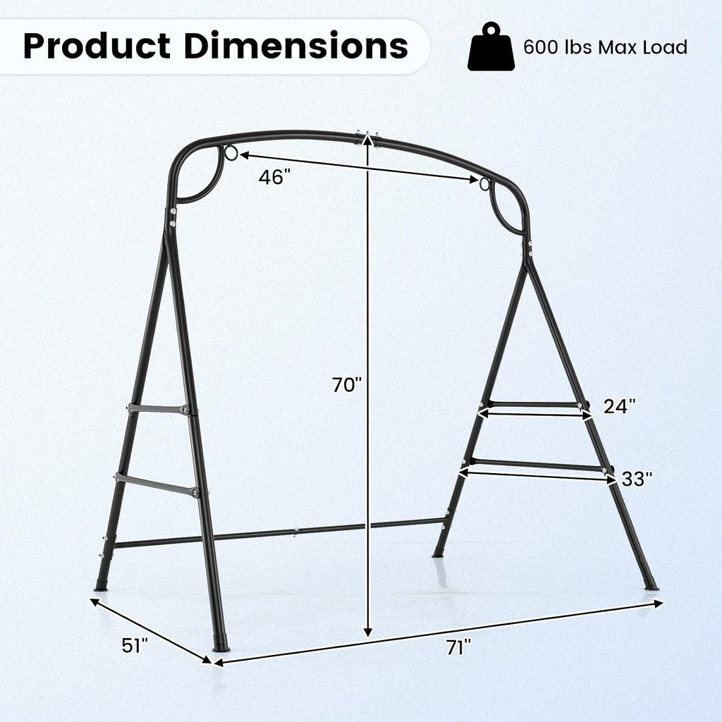 GIANTEX 660-Lbs Metal Hammock Stand - Heavy Duty Porch Swing Stand w/ 4 Support Bars, 2 Hanging Ways, A-Frame Hanging Stand for Lawn Garden Backyard Indoor Outdoor, Hammock Chair not Include