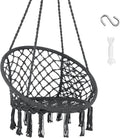 SUNCREAT Hammock Chair Hanging Macrame Swing with Hardware Kits, Grey