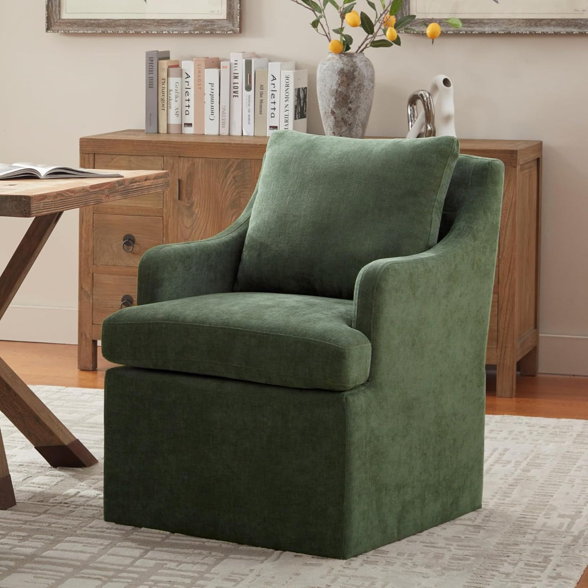 VKNOW Upholstered Dining Chairs Set of 4, Dining Room Chairs with Casters