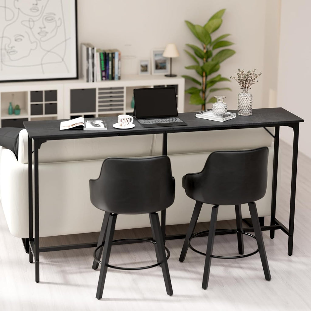 VINGLI 71 Inch Bar Table, Rectangular Counter Height Home Pub Table, Black