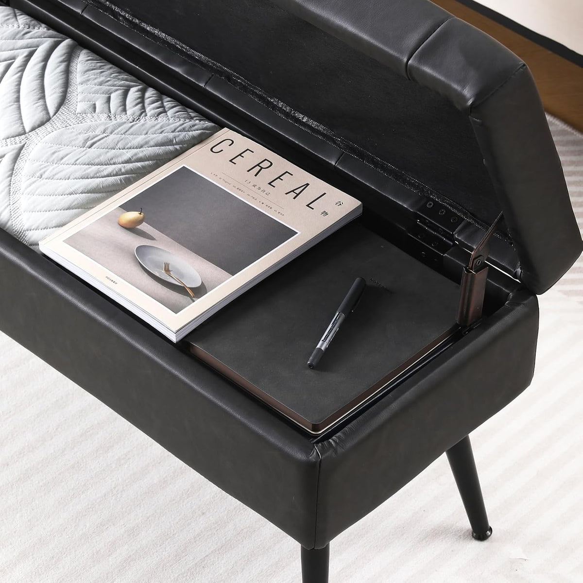 Ottoman with Storage Bench, Upholstered Large Entry Bench Brown