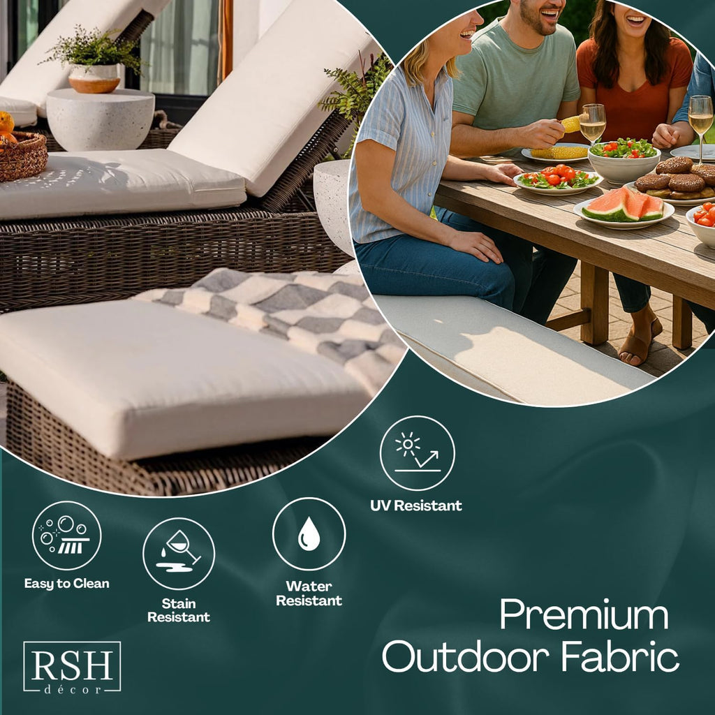 RSH DCOR Tufted Wicker Loveseat Settee Bench Cushion & Pillow Set of 2 | 41" W x 19" D and 17" x 17" | Hypoallergenic Poly Fiberfill | Indoor Outdoor | American Made | Daelyn Cherry