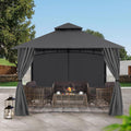 MASTERCANOPY 10x12 ft Patio Gazebo with Windows Curtains, Dark Gray