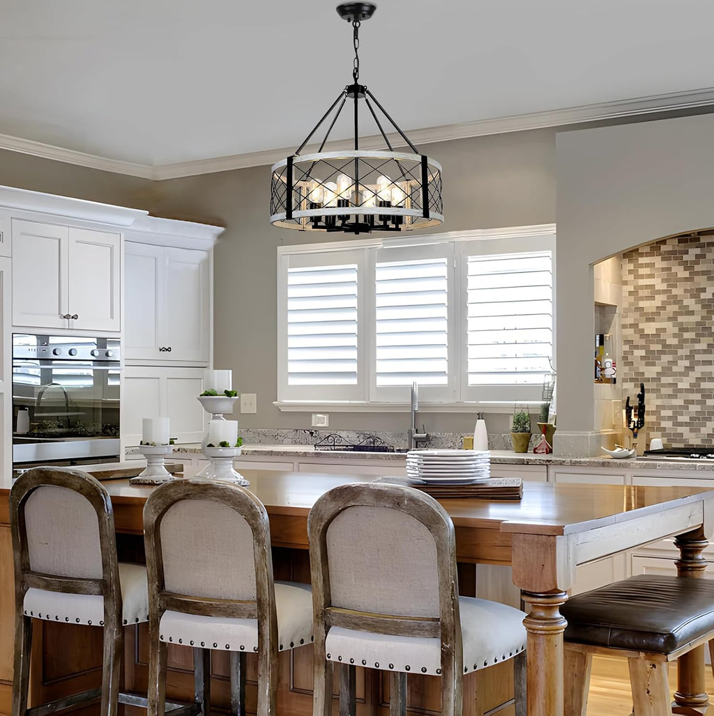 6-light 22.5'' farmhouse chandelier for dining room light showing dimensions