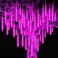 Purple Meteor Shower Lights, 10 Tube 540 LED 20 Inch Icicle Raindrop Lights for Halloween Tree Patio Garden Roof Eaves Outdoor Decor, Waterproof Plug (Can Connect 100 Sets)
