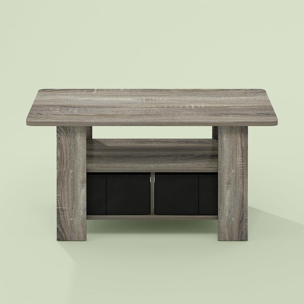Ipoh Coffee Table, Side Table with Storage Spaces and Bin Drawer for Small Spaces, Living Room, Olive Oak/Black