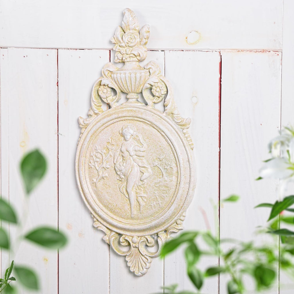 Sungmor White Cast Iron Wall Plaque - Classical Lady Relief in French Style