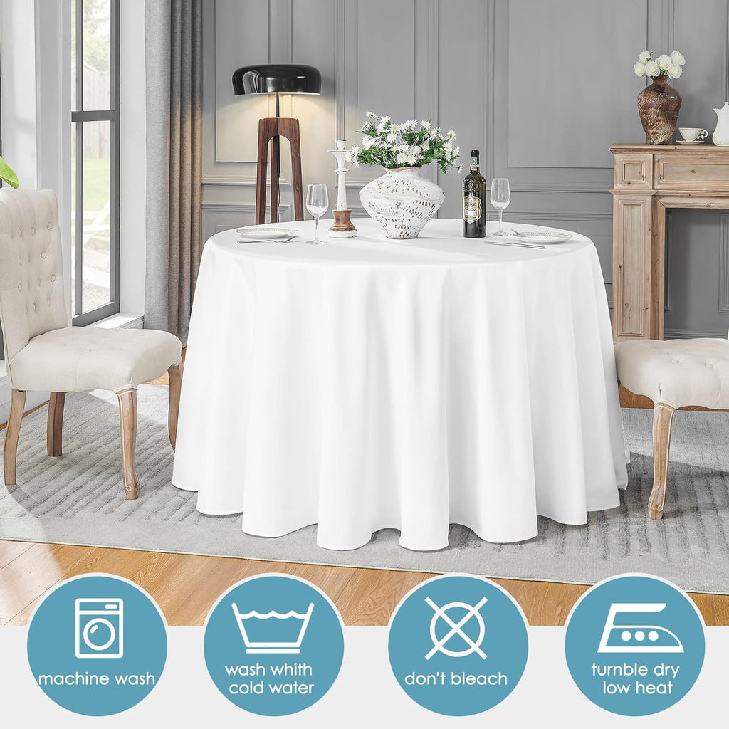 VidaFete 10 Pack 120inch Round Tablecloth Polyester Table Cloth, White
