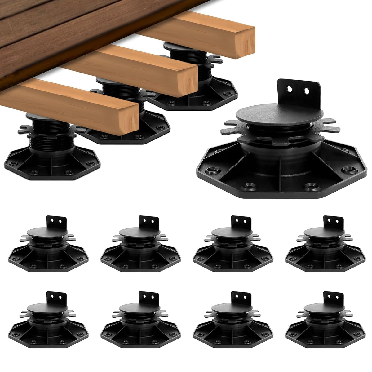 12 Pack Adjustable Deck Support Pedestal, 1-3/16" to 2-3/4"(30-70mm)