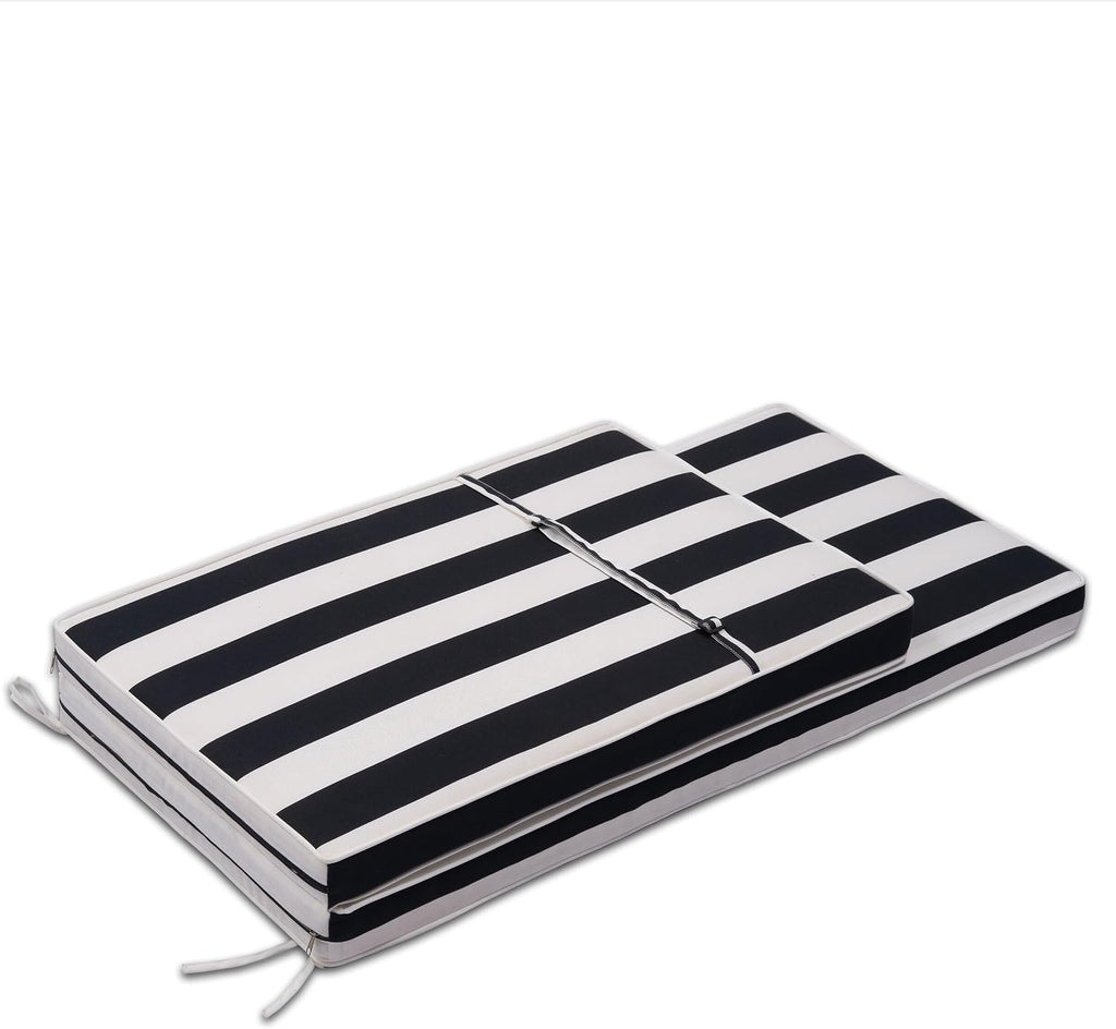 Outdoor Chaise Lounge Cushions 2 Pack, Weather-Resistant Patio Pool Lounge Cushions, (Black & White)