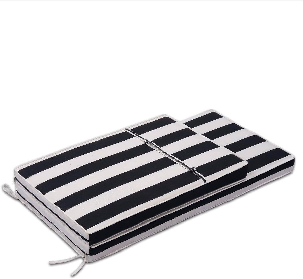 Outdoor Chaise Lounge Cushions 2 Pack, Weather-Resistant Patio Pool Lounge Cushions, (Black & White)