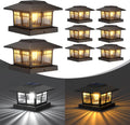 EXCMARK 4x4 Solar Post Cap Lights, Classic Black, 8 Pack, Warm & Cool White