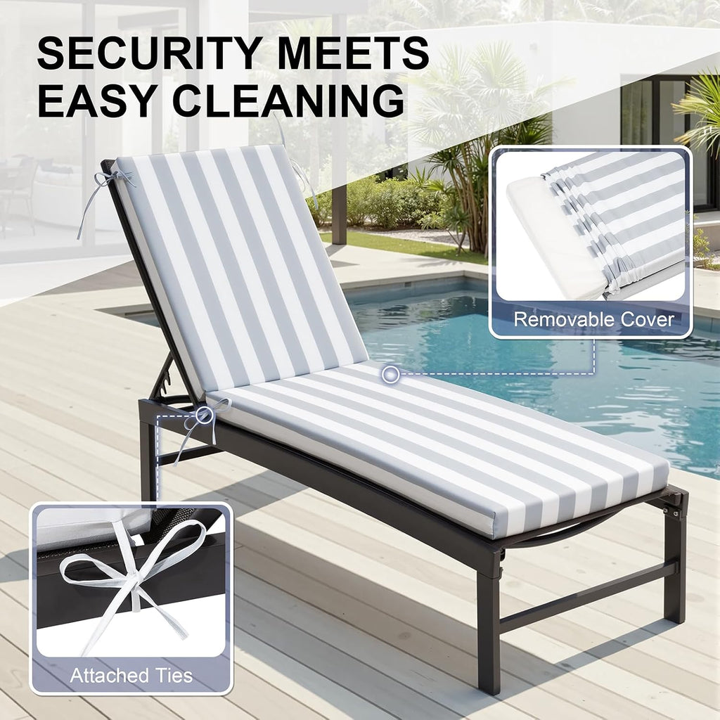 Crestlive Chaise Lounge Cushions Outdoor Set of 2, 80"x23", Waterproof