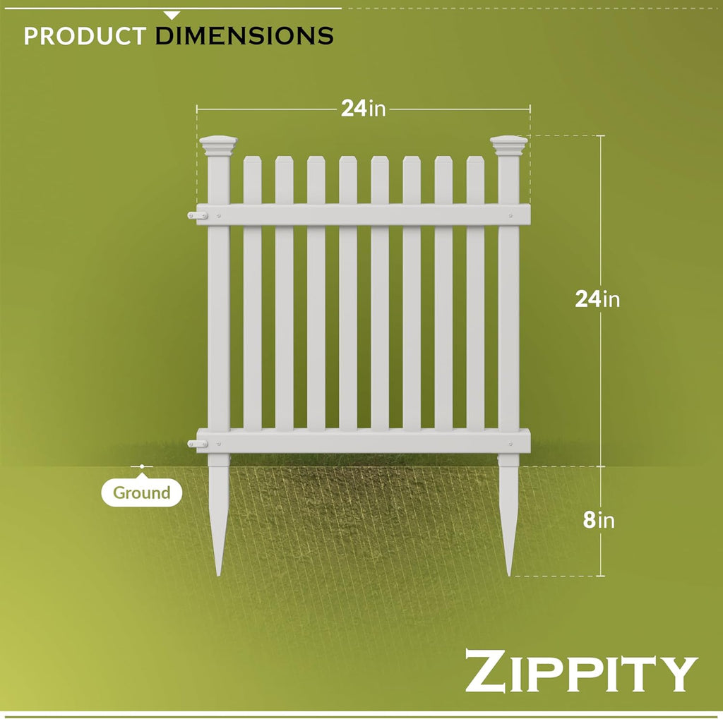 Zippity Roger Rabbit Garden Fence, White Vinyl DIY No Dig Kit