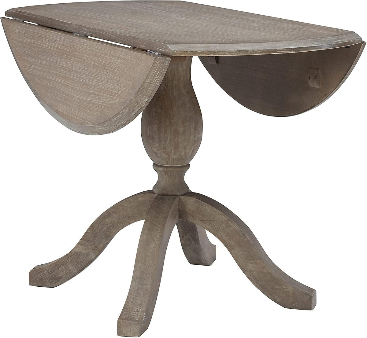 Linon Home Decor Mauro Antique Rustic Brown Drop Leaf Small Dining Table with Pedestal Base