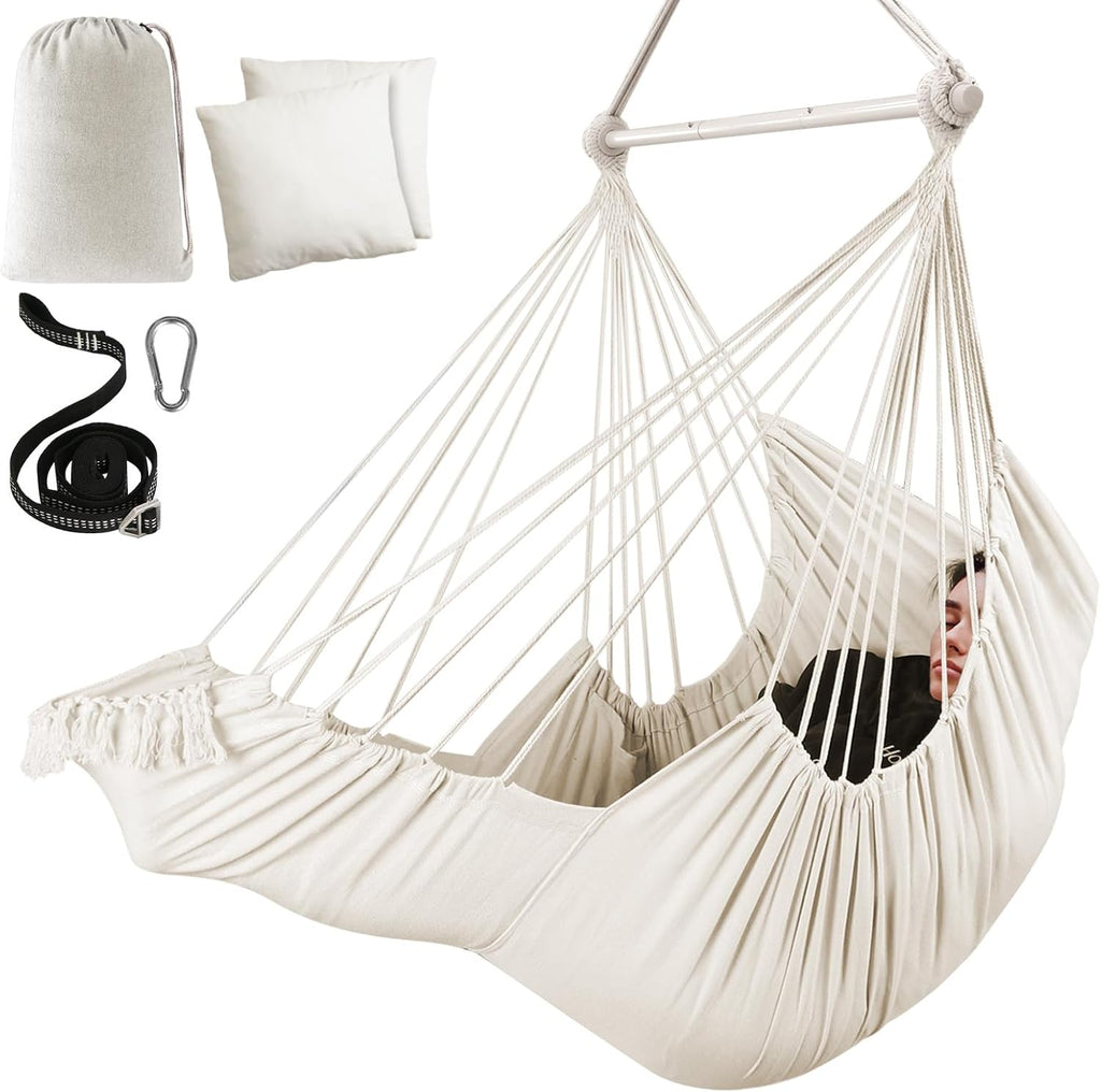 Chihee Hammock Chair Foot Rest 2 Cushions Max 500 lb Metal Spreader Bar