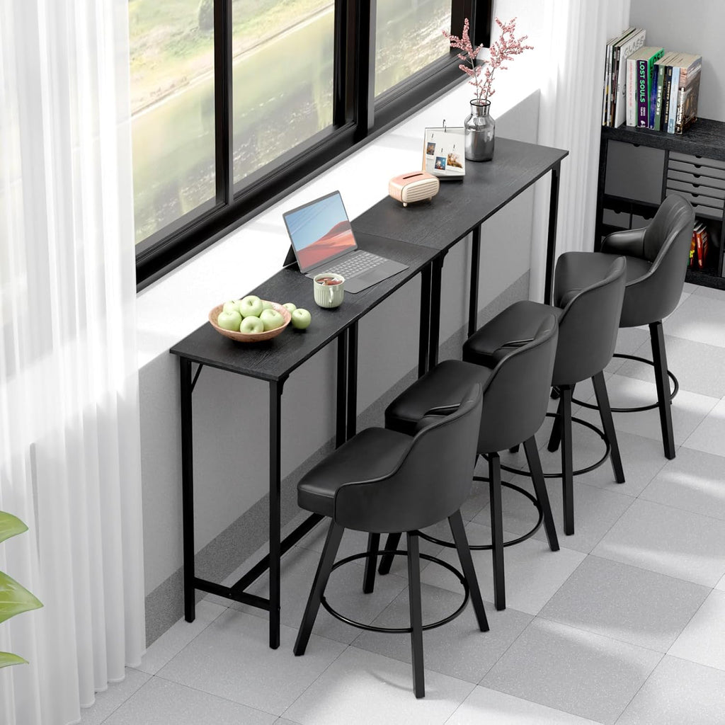 VINGLI 43 Inch Bar Table, Rectangular Counter Height Home Pub Table, Black