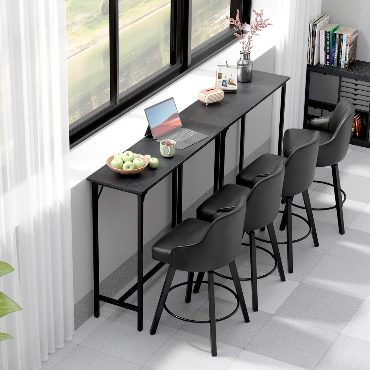 VINGLI 43 Inch Bar Table, Rectangular Counter Height Home Pub Table, Black