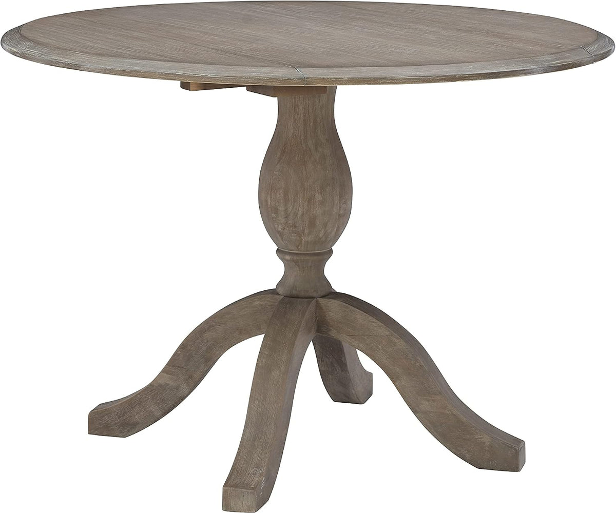Linon Home Decor Mauro Antique Rustic Brown Drop Leaf Small Dining Table with Pedestal Base