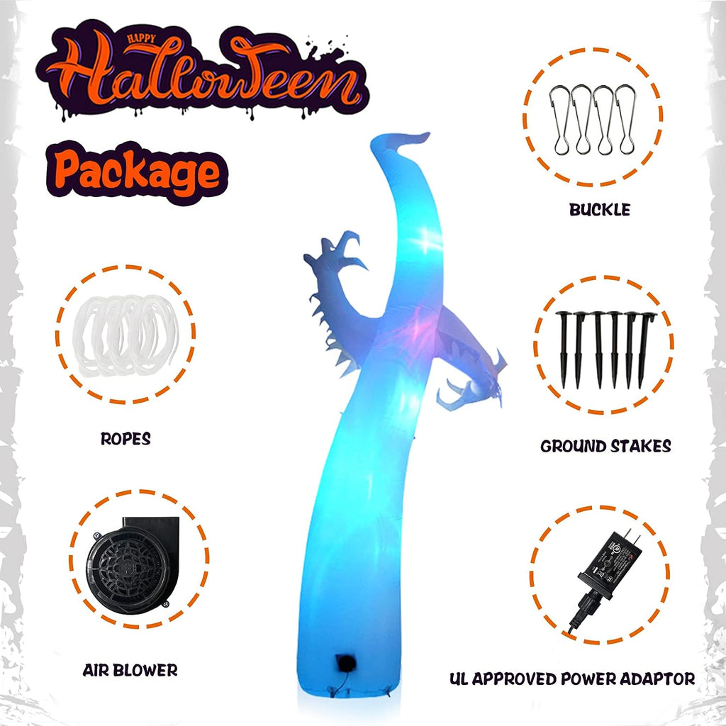 [3-Colored Flashing LED Lights] 12FT Giant Halloween Inflatables Ghost