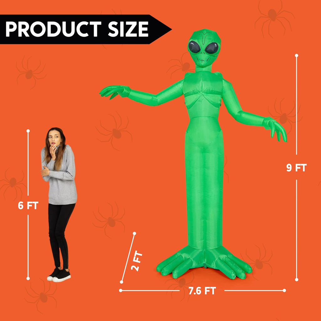 Joiedomi 9 FT Tall Halloween Inflatable Decoration Outside, Blow Up Alien Inflatable Outdoor Decor with Build-in LEDs for Halloween Yard Lawn Garden Decorations