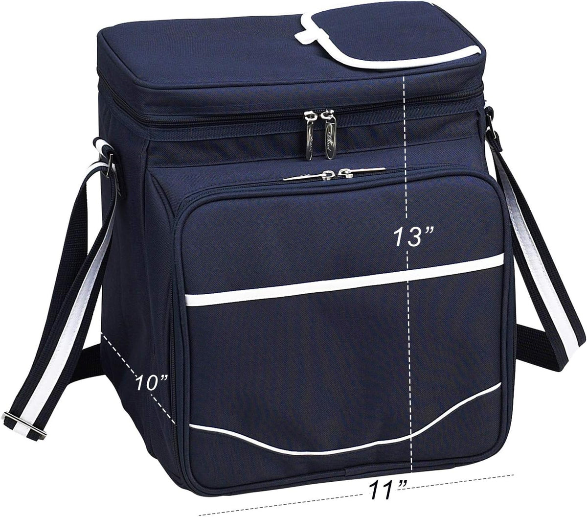 Picnic at Ascot Insulated Picnic Basket/Cooler Fully Equipped with Service for 2 - Orange/Navy