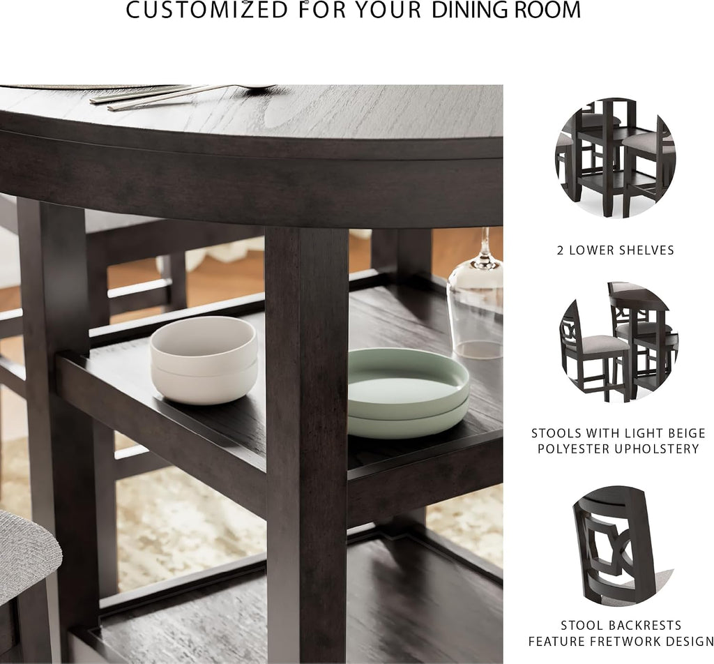 Signature Design by Ashley Round Counter Height Dining Set for 4