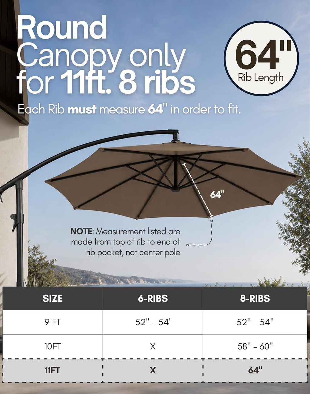 formosa covers replacement umbrella canopy for 11ft 8, close-up detail