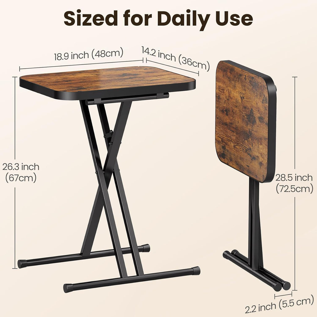 Kitstorack Folding TV Tray Tables Set of 2, No Assembly, Rounded Metal Rims