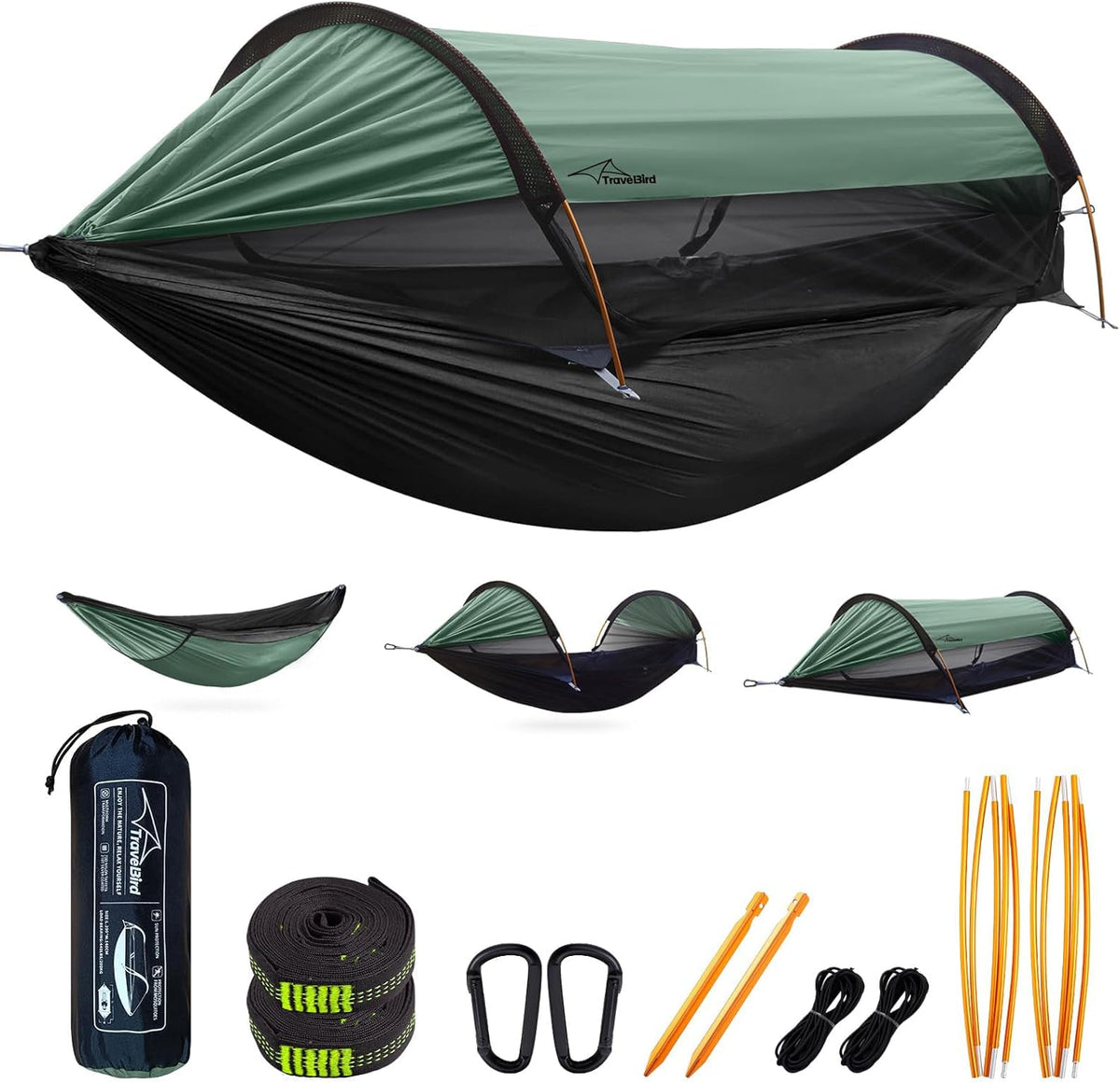 3-in-1 Camping Hammock Tent with Mosquito Net & UV Sunshade