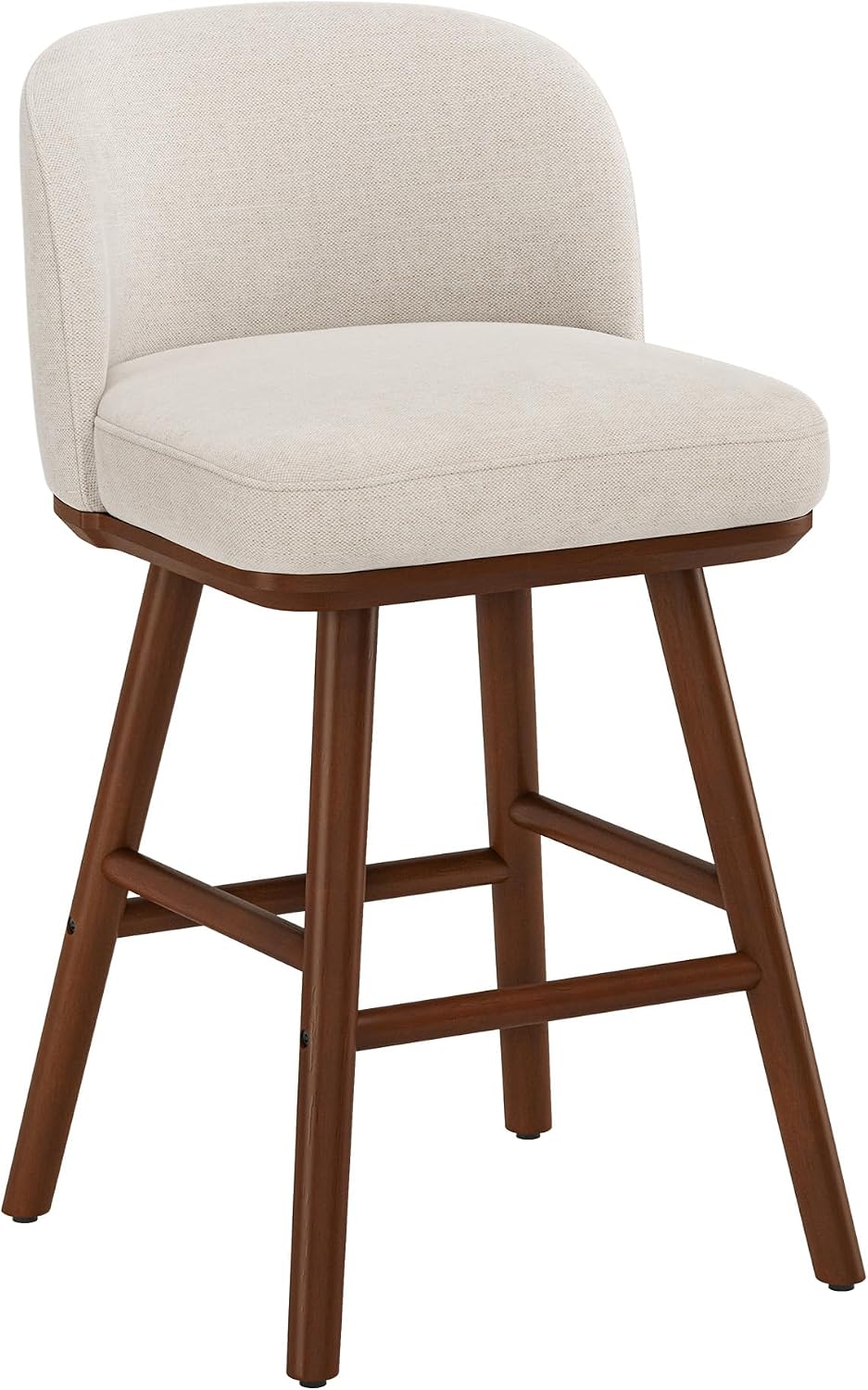 LUE BONA Bar Stools Set of 4, 27.6" Wooden Legs, Fabric in Beige