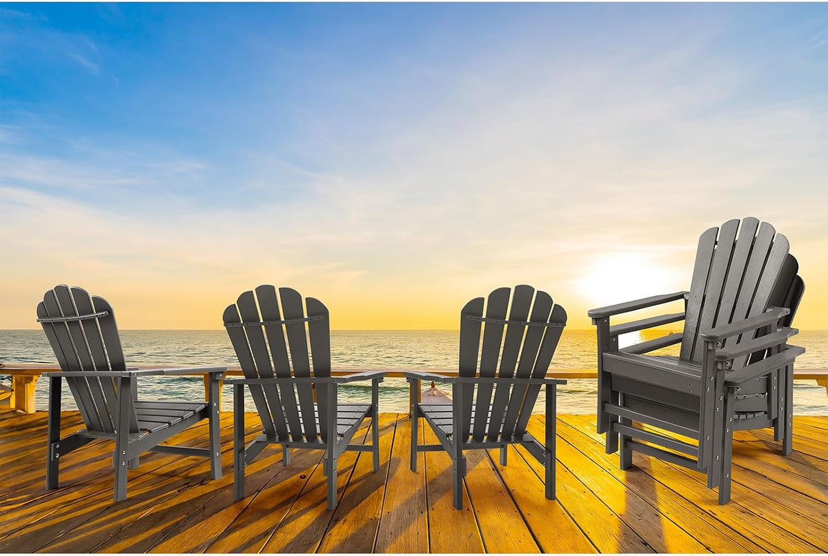 Oversized Stackable Adirondack Chair Set of 2, HDPE Fire Pit Chair