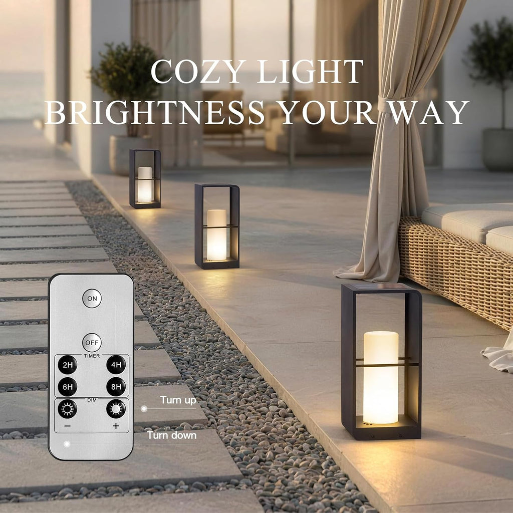 Modern Floor Lamp with Remote, Dusk to Dawn Outdoor Solar Lanterns