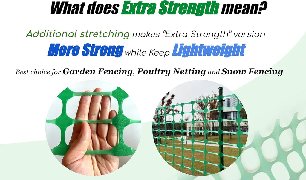 PotatoLife Green Plastic Garden Fence, Extra Strength, 40''x100'